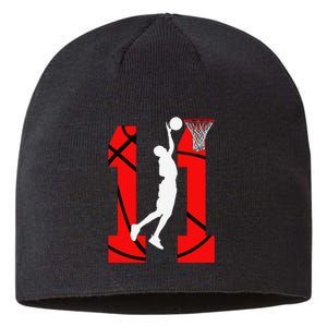 11 Years Old 11th Birthday Basketball Lovers Sustainable Beanie