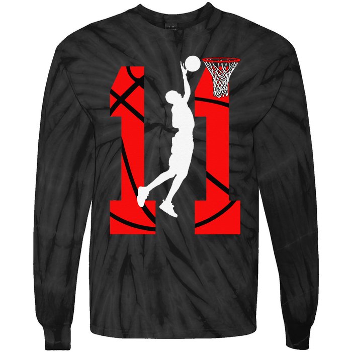 11 Years Old 11th Birthday Basketball Lovers Tie-Dye Long Sleeve Shirt