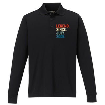 13 Years Old Gifts Legend Since July 2009 13th Birthday Boy Performance Long Sleeve Polo