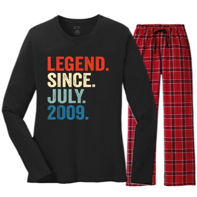 13 Years Old Gifts Legend Since July 2009 13th Birthday Boy Women's Long Sleeve Flannel Pajama Set 