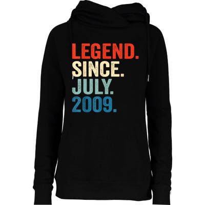 13 Years Old Gifts Legend Since July 2009 13th Birthday Boy Womens Funnel Neck Pullover Hood