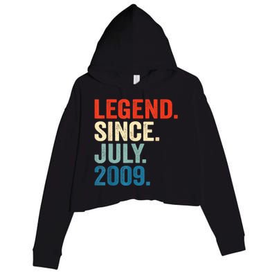 13 Years Old Gifts Legend Since July 2009 13th Birthday Boy Crop Fleece Hoodie