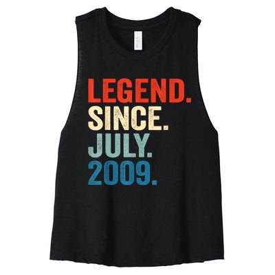 13 Years Old Gifts Legend Since July 2009 13th Birthday Boy Women's Racerback Cropped Tank