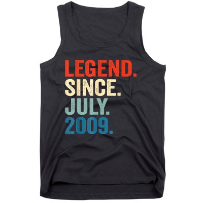 13 Years Old Gifts Legend Since July 2009 13th Birthday Boy Tank Top