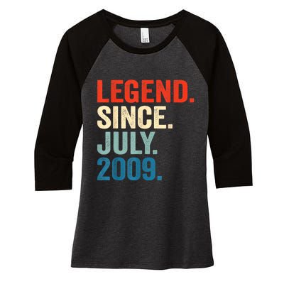 13 Years Old Gifts Legend Since July 2009 13th Birthday Boy Women's Tri-Blend 3/4-Sleeve Raglan Shirt