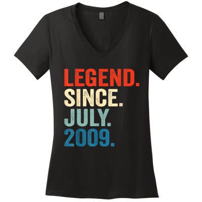 13 Years Old Gifts Legend Since July 2009 13th Birthday Boy Women's V-Neck T-Shirt