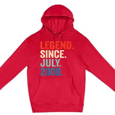 13 Years Old Gifts Legend Since July 2009 13th Birthday Boy Premium Pullover Hoodie