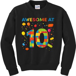 10 Year Old Building Blocks Birthday 10 Kids Sweatshirt