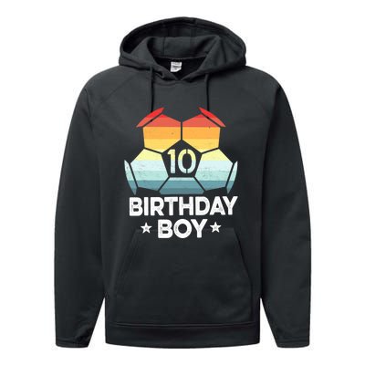 10 Year Old Soccer Player Gifts 10th Birthday Boy Tenth Bday Performance Fleece Hoodie