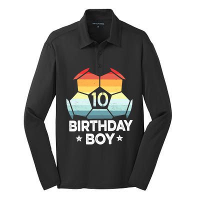 10 Year Old Soccer Player Gifts 10th Birthday Boy Tenth Bday Silk Touch Performance Long Sleeve Polo