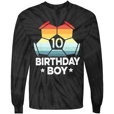 10 Year Old Soccer Player Gifts 10th Birthday Boy Tenth Bday Tie-Dye Long Sleeve Shirt