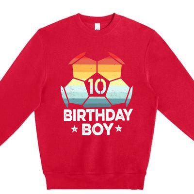 10 Year Old Soccer Player Gifts 10th Birthday Boy Tenth Bday Premium Crewneck Sweatshirt