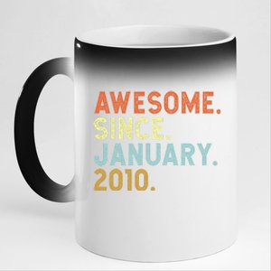 13 Years Old Awesome Since January 2010 13th 13 Birthday 11oz Black Color Changing Mug