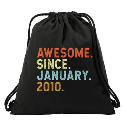 13 Years Old Awesome Since January 2010 13th 13 Birthday Drawstring Bag