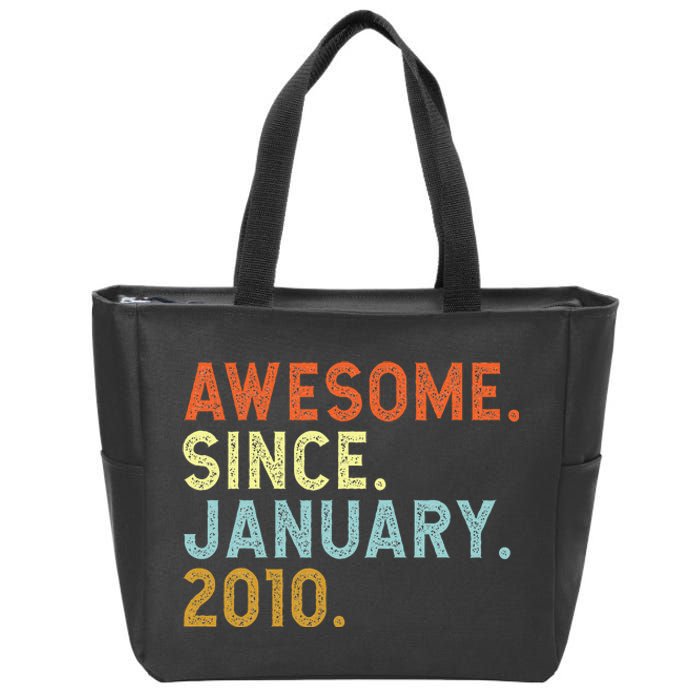 13 Years Old Awesome Since January 2010 13th 13 Birthday Zip Tote Bag