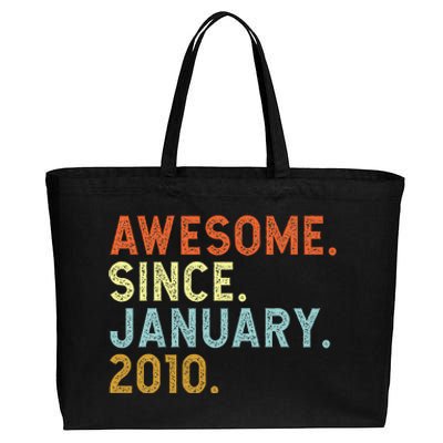 13 Years Old Awesome Since January 2010 13th 13 Birthday Cotton Canvas Jumbo Tote