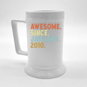 13 Years Old Awesome Since January 2010 13th 13 Birthday Beer Stein