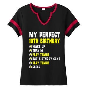 10 Years Old My Perfect 10th Birthday Tennis 10th Birthday Ladies Halftime Notch Neck Tee