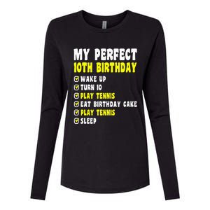 10 Years Old My Perfect 10th Birthday Tennis 10th Birthday Womens Cotton Relaxed Long Sleeve T-Shirt