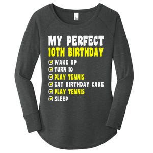 10 Years Old My Perfect 10th Birthday Tennis 10th Birthday Women's Perfect Tri Tunic Long Sleeve Shirt