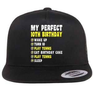 10 Years Old My Perfect 10th Birthday Tennis 10th Birthday Flat Bill Trucker Hat