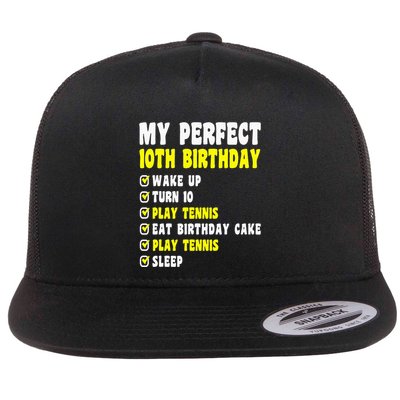 10 Years Old My Perfect 10th Birthday Tennis 10th Birthday Flatbill Hat