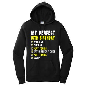 10 Years Old My Perfect 10th Birthday Tennis 10th Birthday Women's Pullover Hoodie