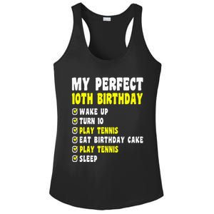 10 Years Old My Perfect 10th Birthday Tennis 10th Birthday Ladies PosiCharge Competitor Racerback Tank