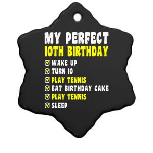 10 Years Old My Perfect 10th Birthday Tennis 10th Birthday Ceramic Star Ornament