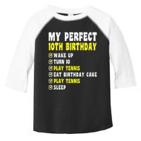 10 Years Old My Perfect 10th Birthday Tennis 10th Birthday Toddler Fine Jersey T-Shirt