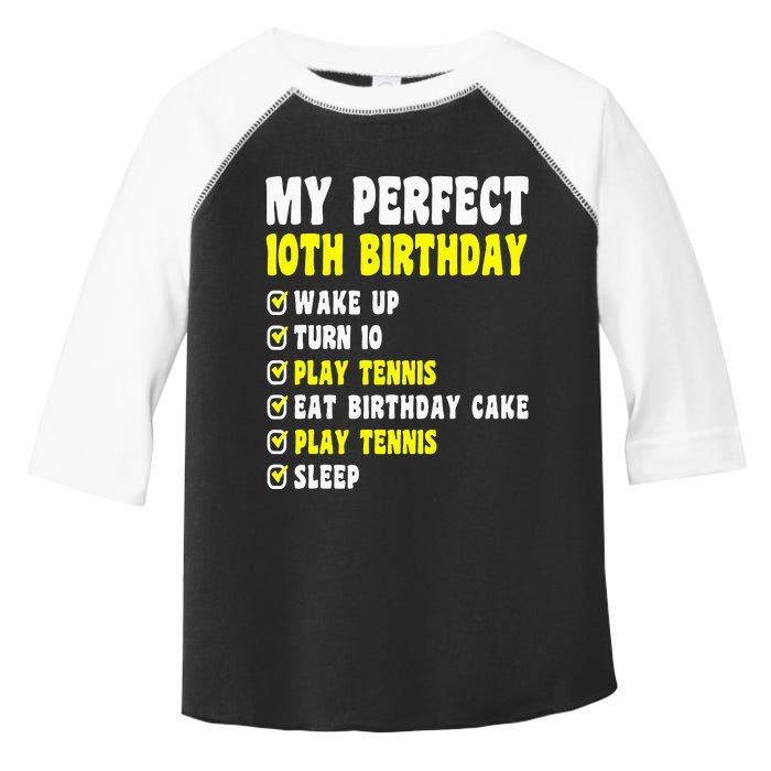 10 Years Old My Perfect 10th Birthday Tennis 10th Birthday Toddler Fine Jersey T-Shirt