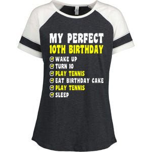 10 Years Old My Perfect 10th Birthday Tennis 10th Birthday Enza Ladies Jersey Colorblock Tee