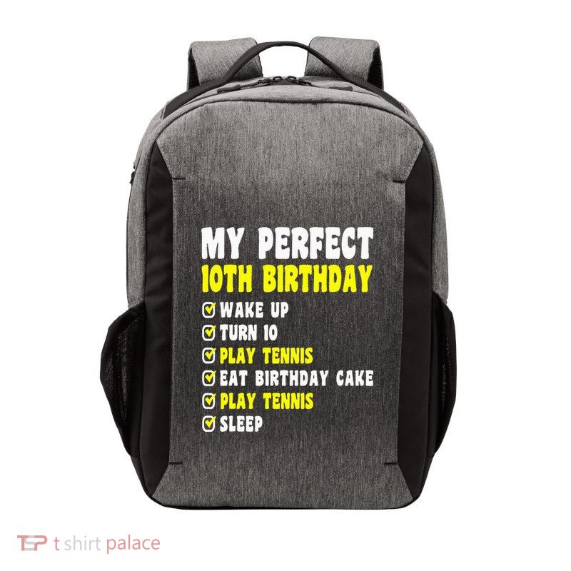 10 Years Old My Perfect 10th Birthday Tennis 10th Birthday Vector Backpack