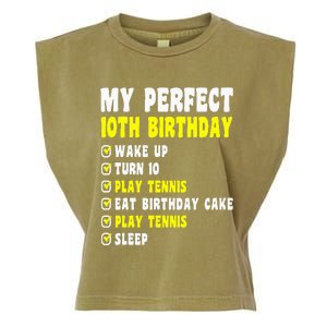 10 Years Old My Perfect 10th Birthday Tennis 10th Birthday Garment-Dyed Women's Muscle Tee