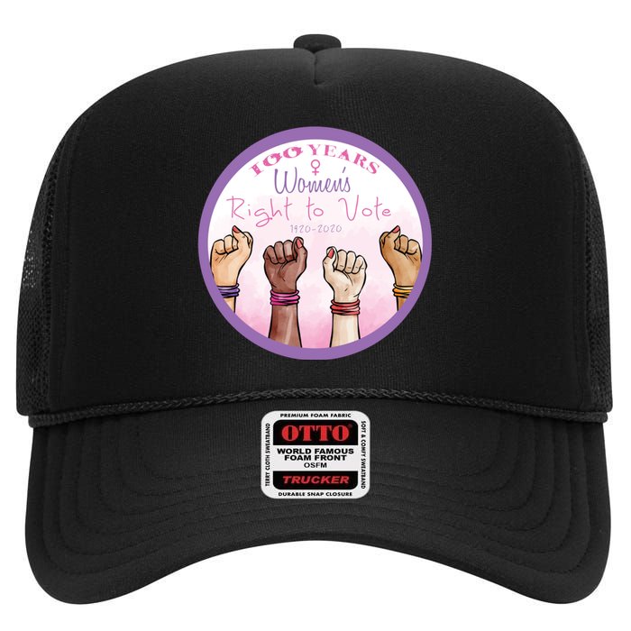 100 Years Right To Vote Centennial Xix 19th Amendment Suffragette Woman Voting High Crown Mesh Back Trucker Hat