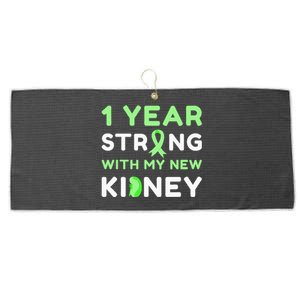 1 Year Strong With My New Kidney Transplant Anniversary Large Microfiber Waffle Golf Towel