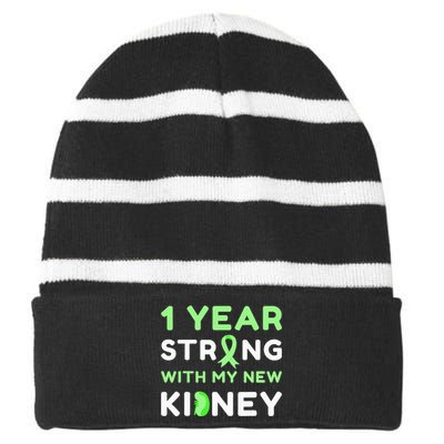 1 Year Strong With My New Kidney Transplant Anniversary Striped Beanie with Solid Band