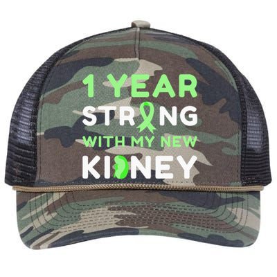 1 Year Strong With My New Kidney Transplant Anniversary Retro Rope Trucker Hat Cap