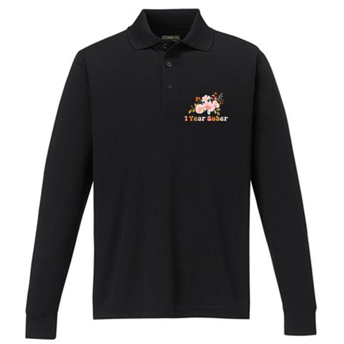 1 Year Sober Gift Sober Anniversary Gift Sobriety Gift Recovery Soberversary Performance Long Sleeve Polo