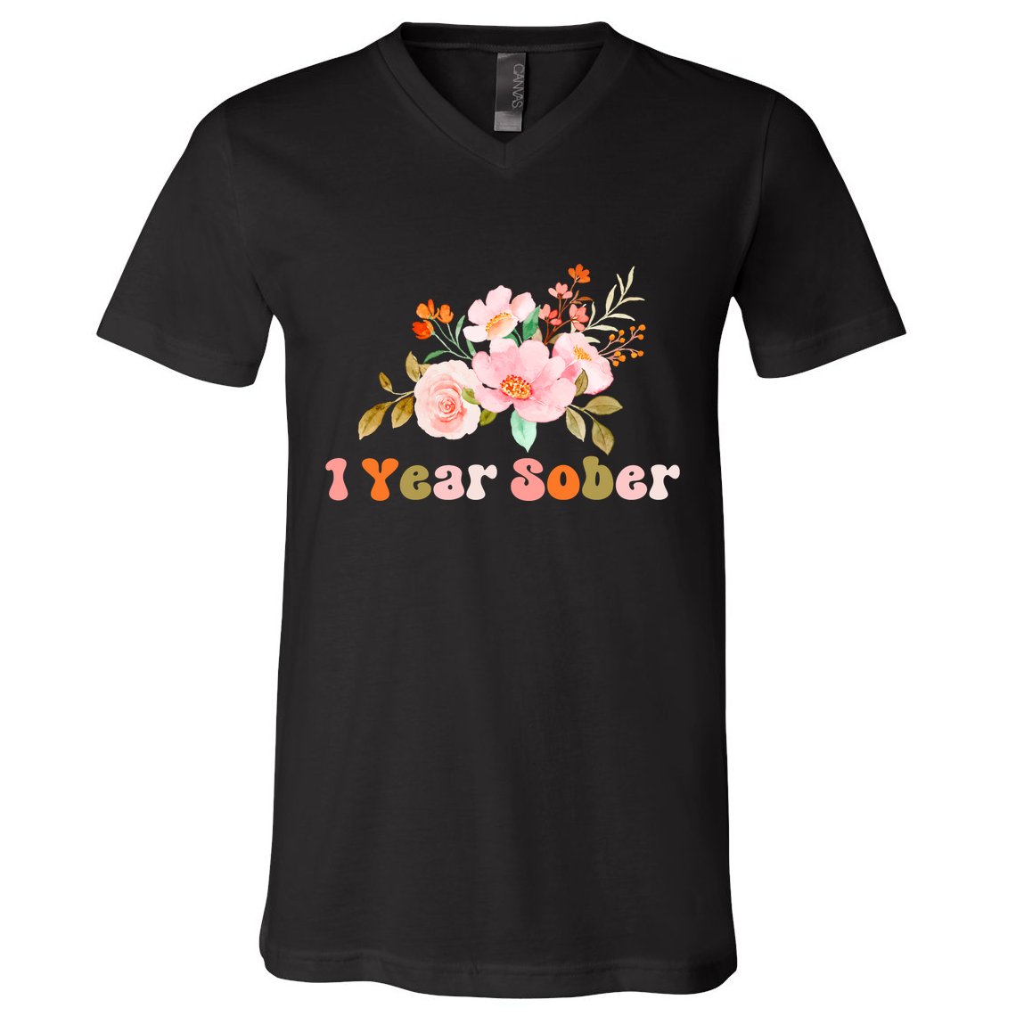 1 Year Sober Gift Sober Anniversary Gift Sobriety Gift Recovery Soberversary V-Neck T-Shirt
