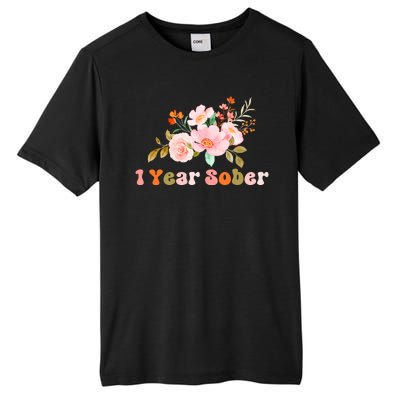 1 Year Sober Gift Sober Anniversary Gift Sobriety Gift Recovery Soberversary Tall Fusion ChromaSoft Performance T-Shirt