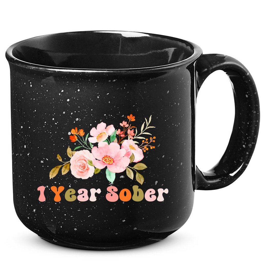 1 Year Sober Gift Sober Anniversary Gift Sobriety Gift Recovery Soberversary 15oz Campfire Ceramic Mug
