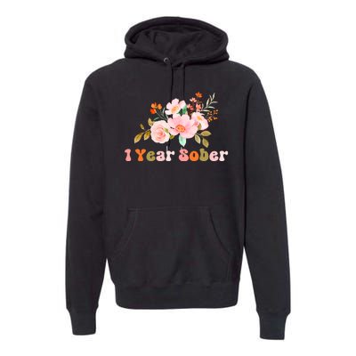 1 Year Sober Gift Sober Anniversary Gift Sobriety Gift Recovery Soberversary Premium Hoodie