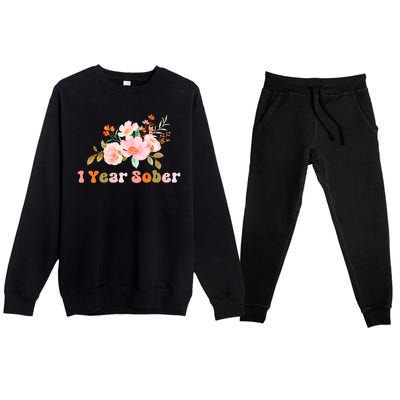 1 Year Sober Gift Sober Anniversary Gift Sobriety Gift Recovery Soberversary Premium Crewneck Sweatsuit Set