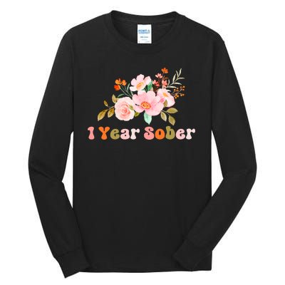 1 Year Sober Gift Sober Anniversary Gift Sobriety Gift Recovery Soberversary Tall Long Sleeve T-Shirt