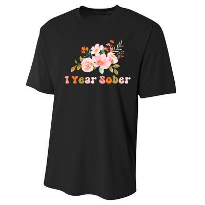 1 Year Sober Gift Sober Anniversary Gift Sobriety Gift Recovery Soberversary Performance Sprint T-Shirt