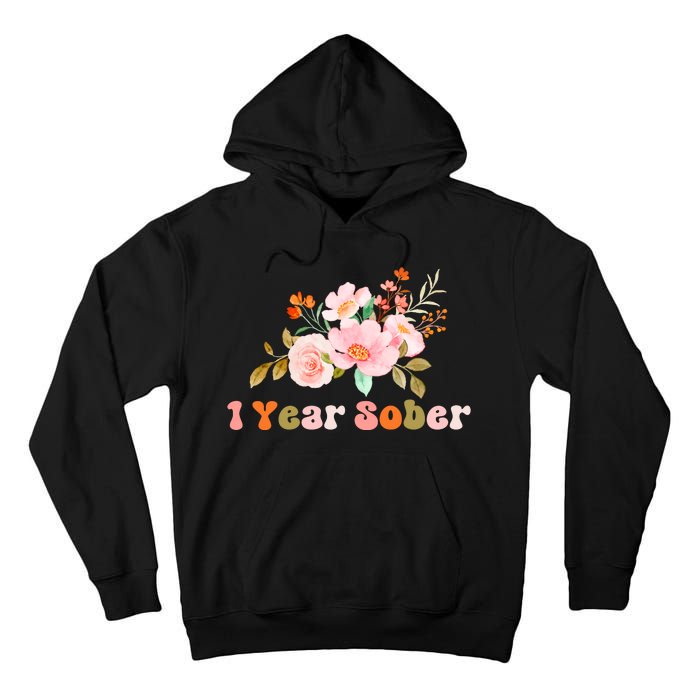 1 Year Sober Gift Sober Anniversary Gift Sobriety Gift Recovery Soberversary Tall Hoodie