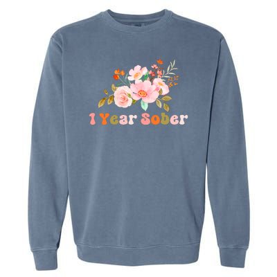 1 Year Sober Gift Sober Anniversary Gift Sobriety Gift Recovery Soberversary Garment-Dyed Sweatshirt