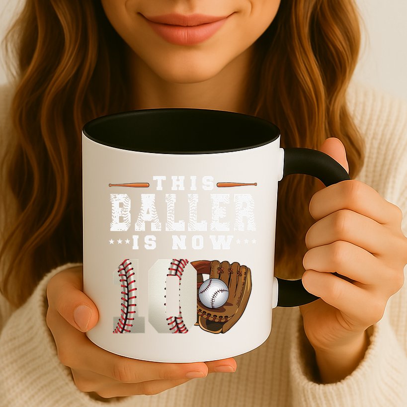 10 Years This Baller Is Now 10 Baseball 10th Birthday Mug
