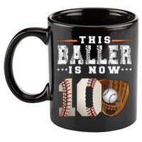 10 Years This Baller Is Now 10 Baseball 10th Birthday 11oz C Handle Ceramic Mug